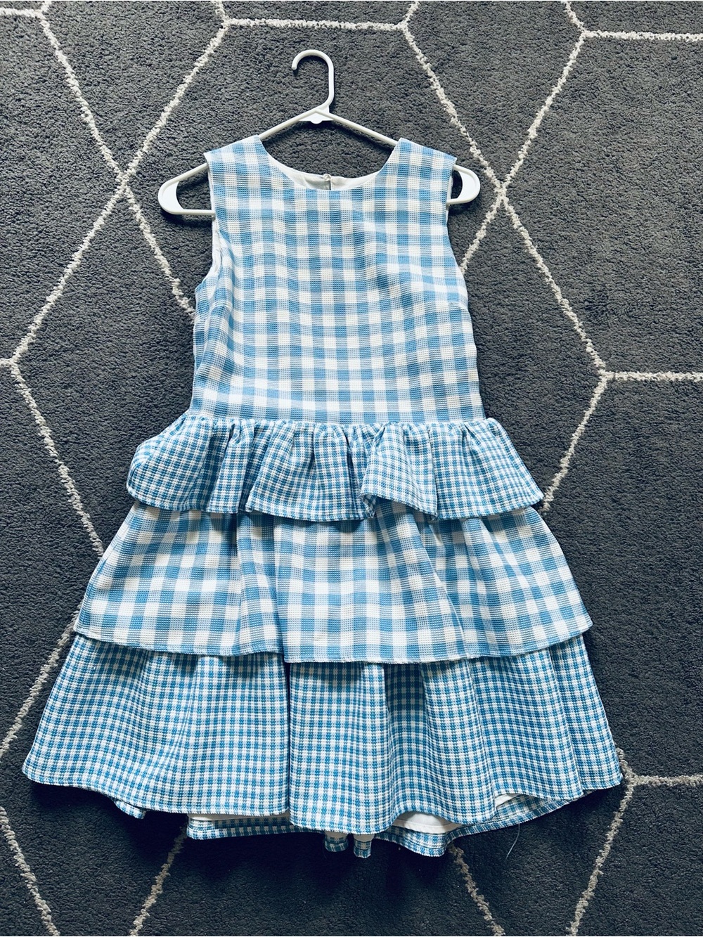 Blue Gingham Tiered Dress English Factory S